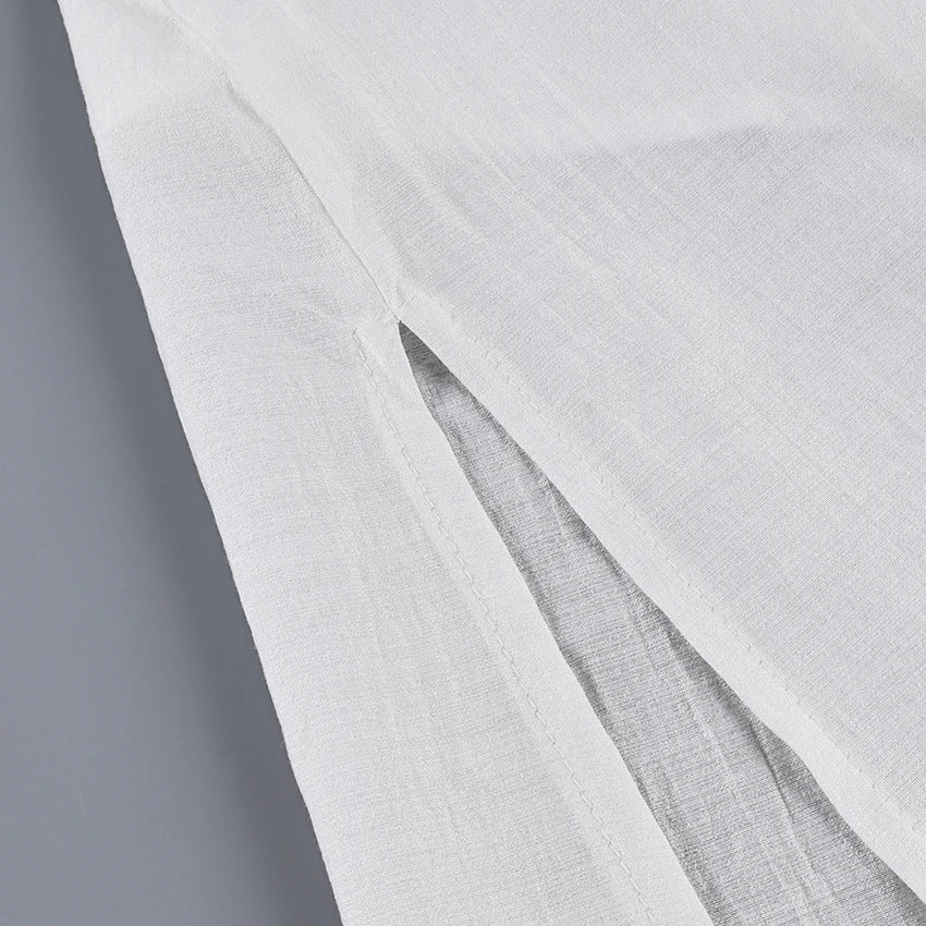 HiLoc Casual Loose White Long Dress Robe 2025 New Summer V Neck Dresses For Women Spring Sleeveless Straight Robes Nightgown