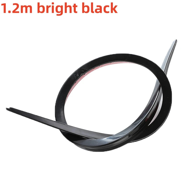 1.2M Universal Flexible PU Car Spoiler Lip Soft Rubber Roof Trunk Wing Sticker Trim Self-adhesive Bonnet Hatch Gate Decorative