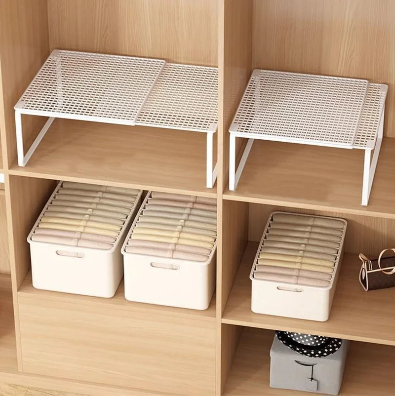 1pc Wardrobe Scalable Layered Partition Board Stackable Large-capacity Shelf Shoe Cabinet Sorting Board Wardrobe Organizer