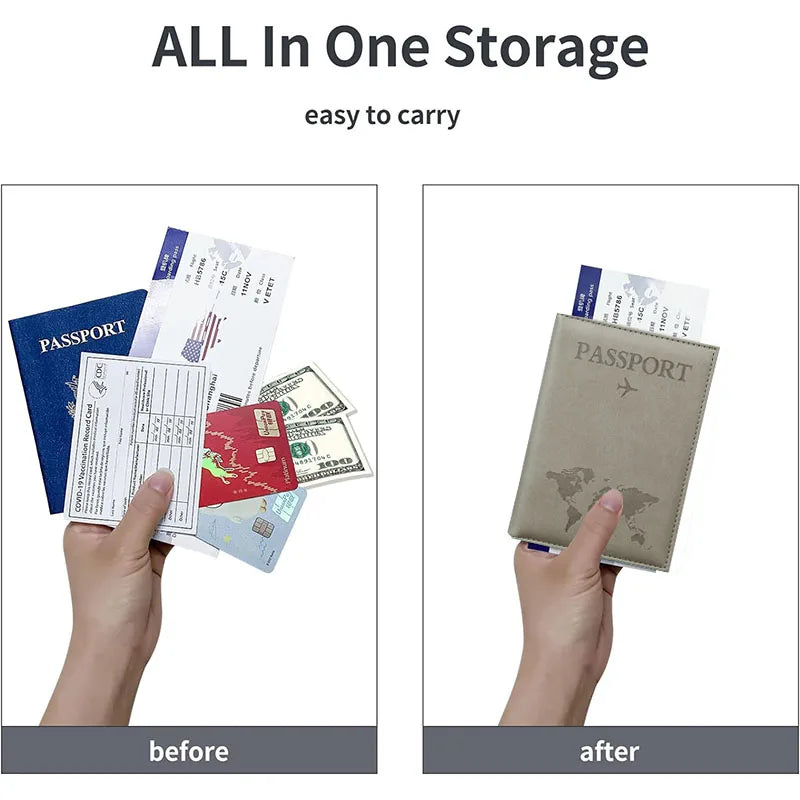 Lover The World Map Passport Cover Hot Stamping Simple Plane Women Men Travel Passport  Case Holder Fashion Wedding Gift