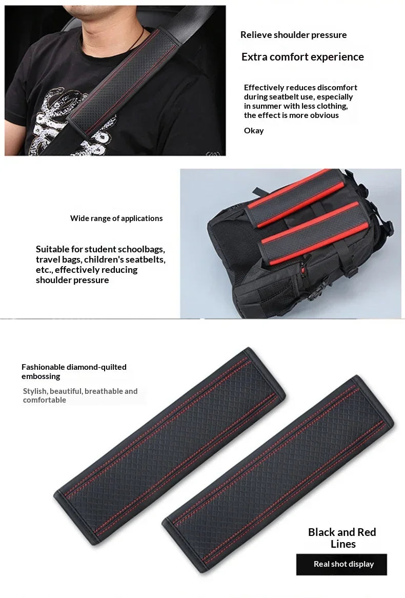 1PCS Car Seat Belt Protective Cover Anti-neck Strangling Skin-feel Leather Fine Hole Car Seat Belt Shoulder Guard Cover