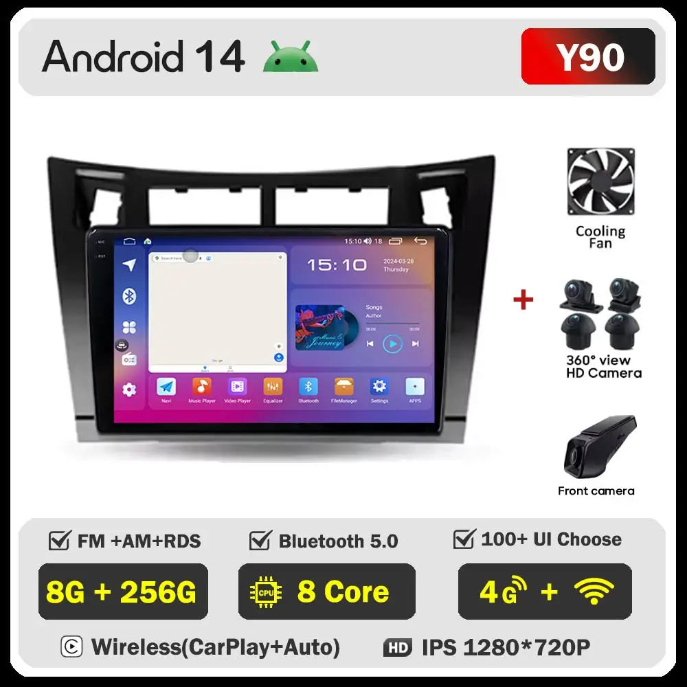 Car Radio Android 16 For Toyota Yaris 2 XP90 2005 - 2012 Auto Multimedia Stereo Dash Cam Screen GPS Head Unit Navigation DVD BT
