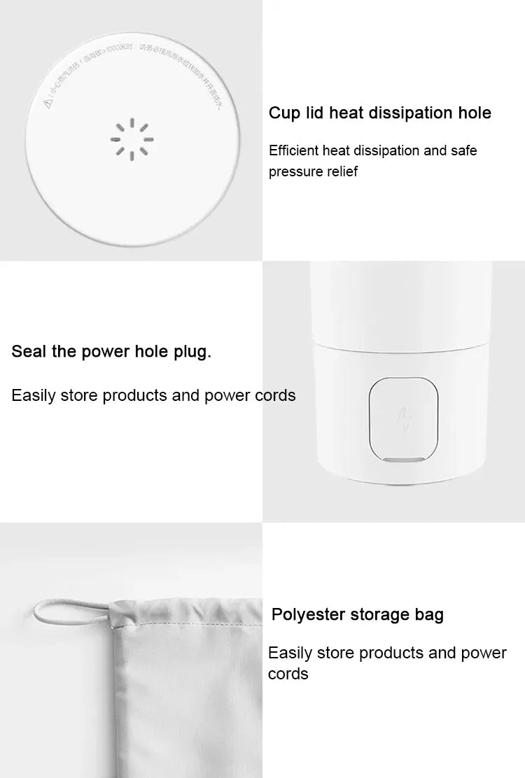 XIAOMI Mijia Portable Electric Kettle 2, 350ml Travel Water Boiler & Insulate Cup 2 in 1, 6 Temperature, 300W for Hotel Dorm