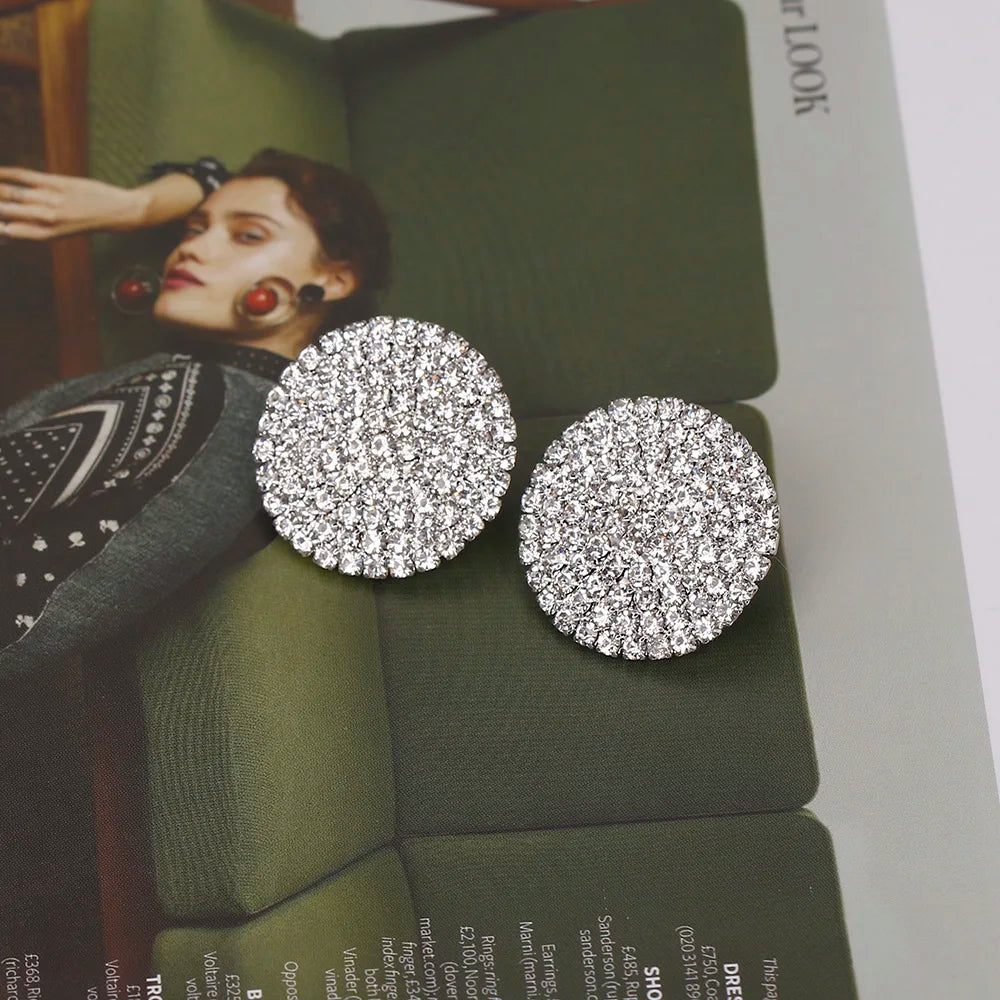 Women Fashion Shiny Rhinestone Big Drop Dangle Earrings Maxi Evening Dress Statement Earrings Accessories Wedding Bride Jewelry