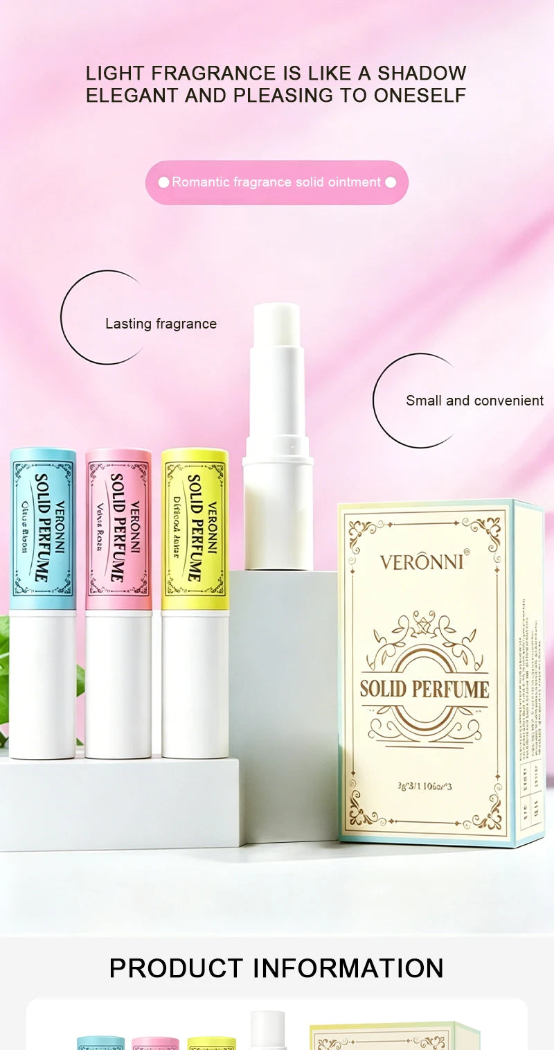 3pcs Solid Perfume Sticks - Long-Lasting, Natural & Fresh Scent Long Lasting Fragrance Portable Pocket Solid Balm For Dating