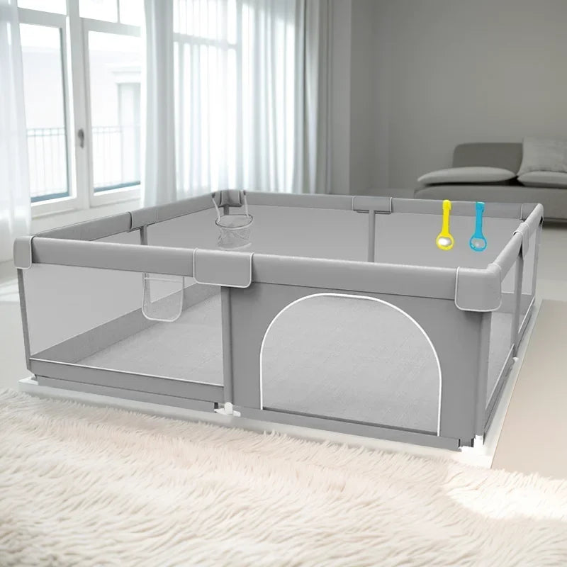 IMBABY Baby Playground 150x180cm Baby Playpen Grey Children's Fence Box with Protective Angle Game Playpen for Children Activity