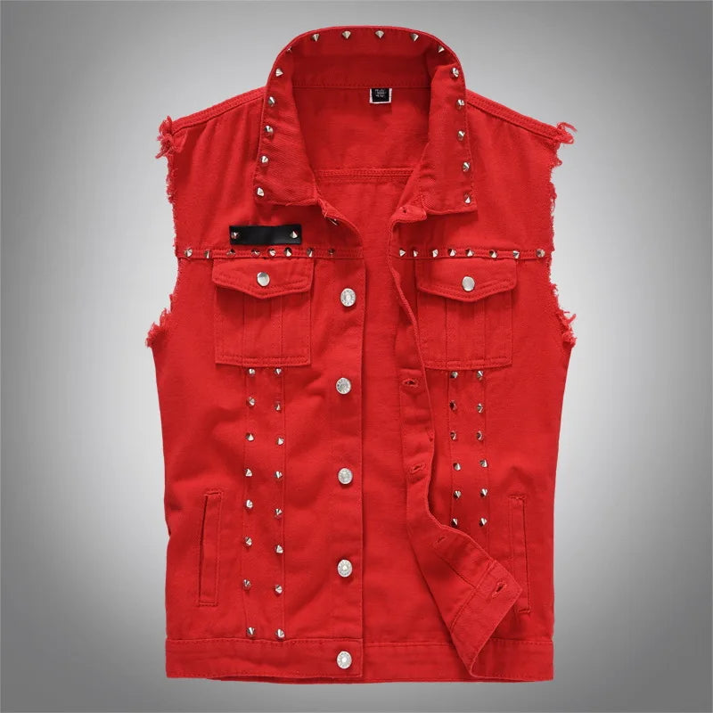 2025 Men's Fashion Jeans Sleeveless Jacket Vest Male Black Blue Denim Jeans Vest  Man Cowboy Outdoors Waistcoat Mens Jacket Vest