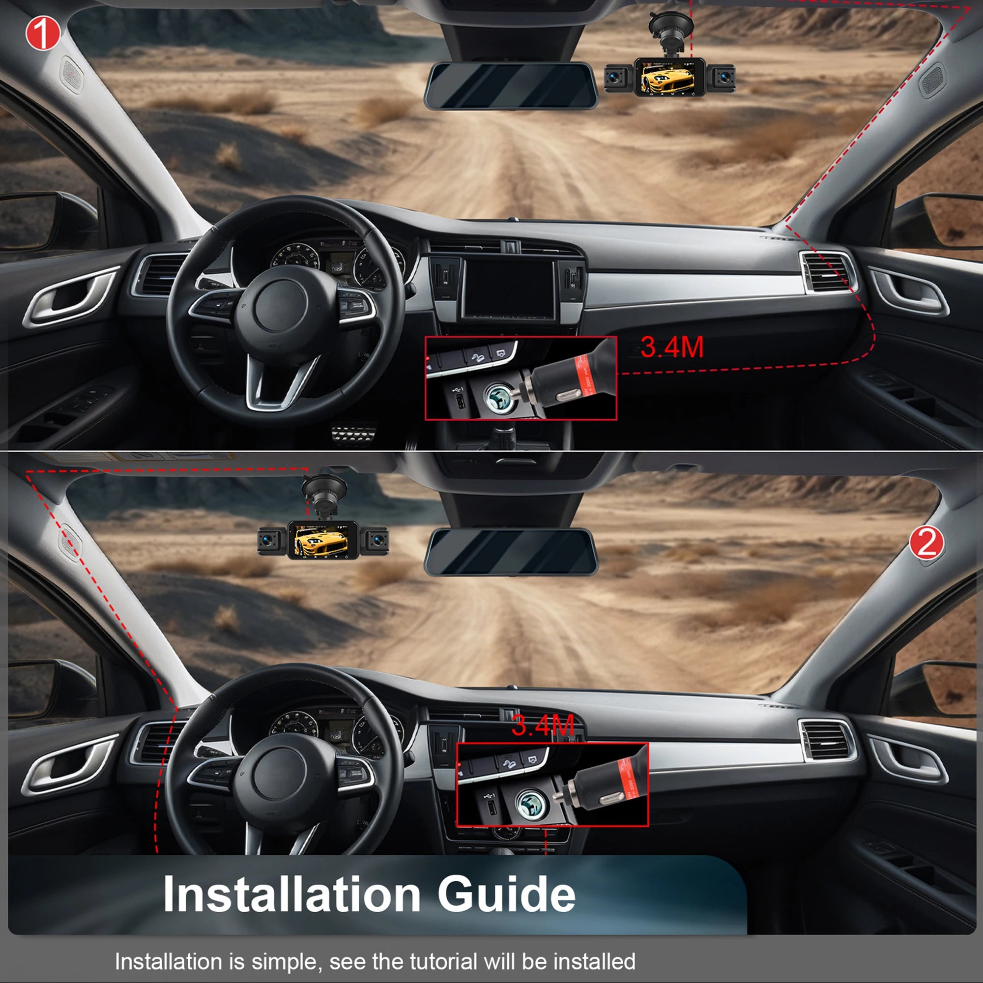 Dashcam for Cars 4 Channel Black Box WiFi Driving Camera FHD 1080P Night Vision Loop Recording Add Hardwire Kit Car Accessories