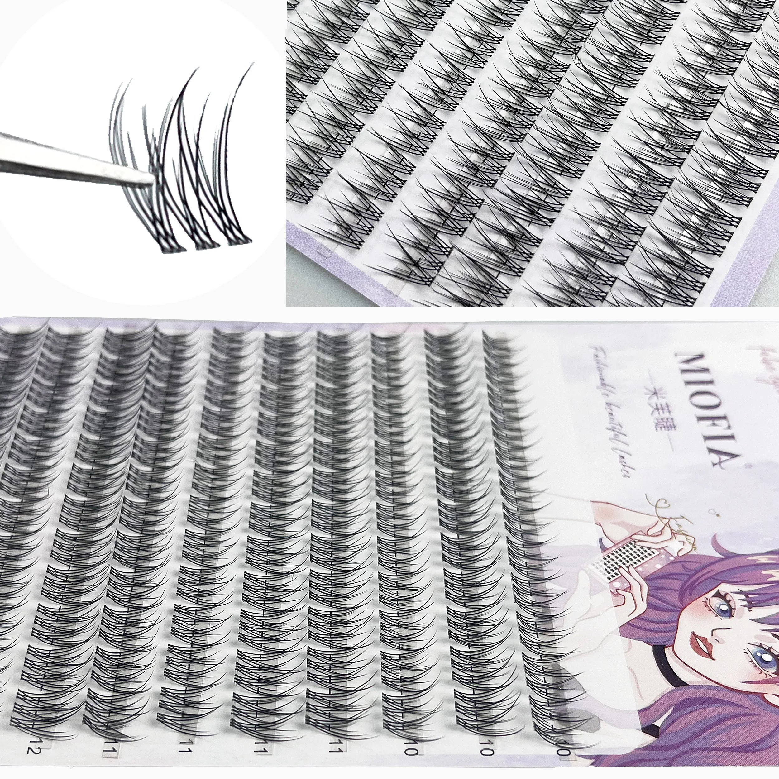 1/box 120 bundles Mink False Eyelash Natural Fishtail Lash 3D Russian Individual Eyelash Extension Cluster Makeup Tool Wholesale