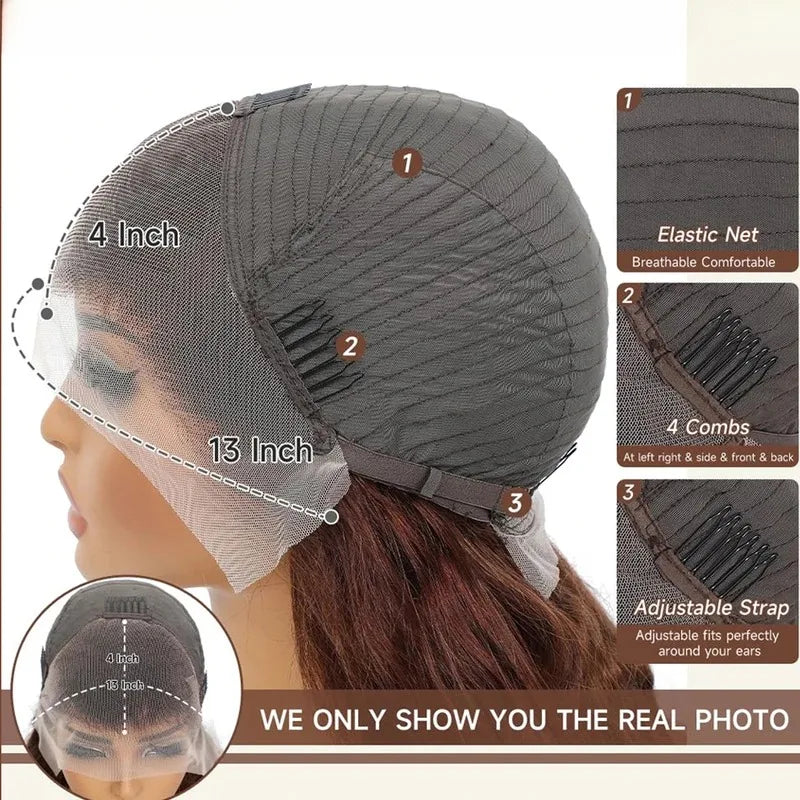 Body Wave Chocolate Brown Lace Front Wigs Human Hair Pre Plucked Brazilian Brown Virgin Hair Glueless HD Frontal Wig For Women