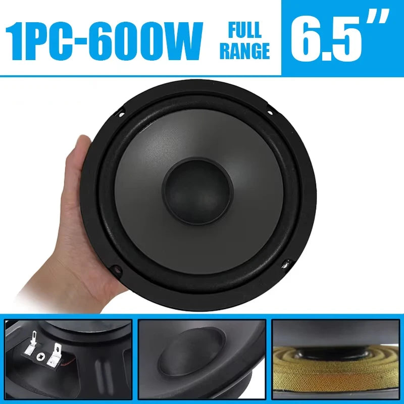 1PC 6.5 inch 600W Car Audio Accessory Coaxial Speaker Audio Tiltable Speaker Full Frequency Universal HiFi Car Stereo Subwoofer