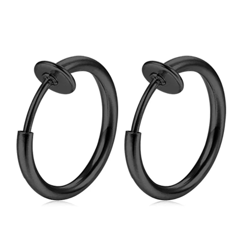 2-6Pc Fake Nose Ring retractable earrings Hoop Faux Lip Earrings Cartilage Septum Clip on Ear Lobe Helix Anti Conch Non Piercing
