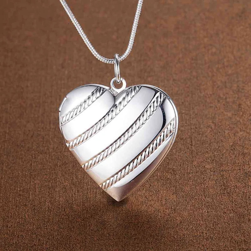 925 Sterling Silver Exquisite Heart Pendant Necklace Women's Fashion Wedding Engagement Jewelry