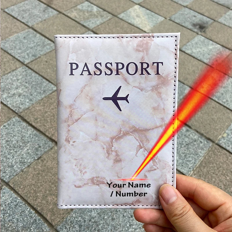 Laser Engraving Customize Name Passport Holder Travel Wallet Marble Patten Case for Passports Passport Cover With Personal Names