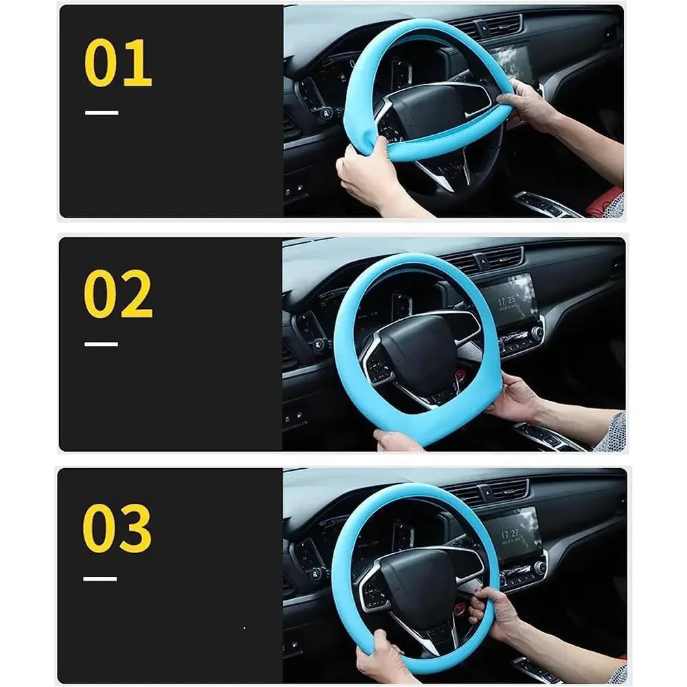 1pc Anti-Slip Silicone Steering Wheel Cover - Universal Fit, Soft & Odorless Fits 14''/15''/16'' Wheels, Durable & All-Season