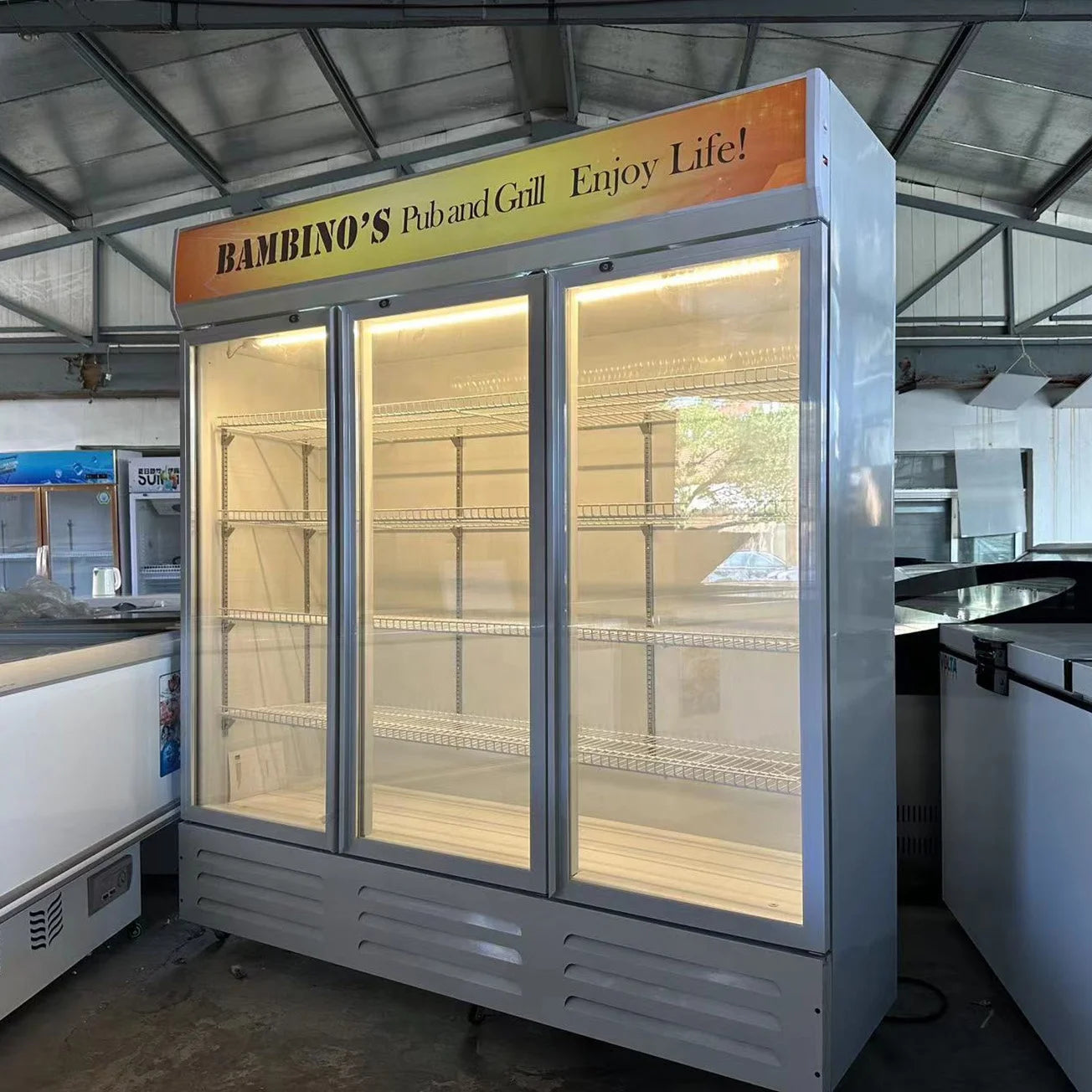 Commercial Single-Temperature Display Refrigerator, Glass Door Beverage Cooler for Drinks & Beverages with Adjustable Shelves