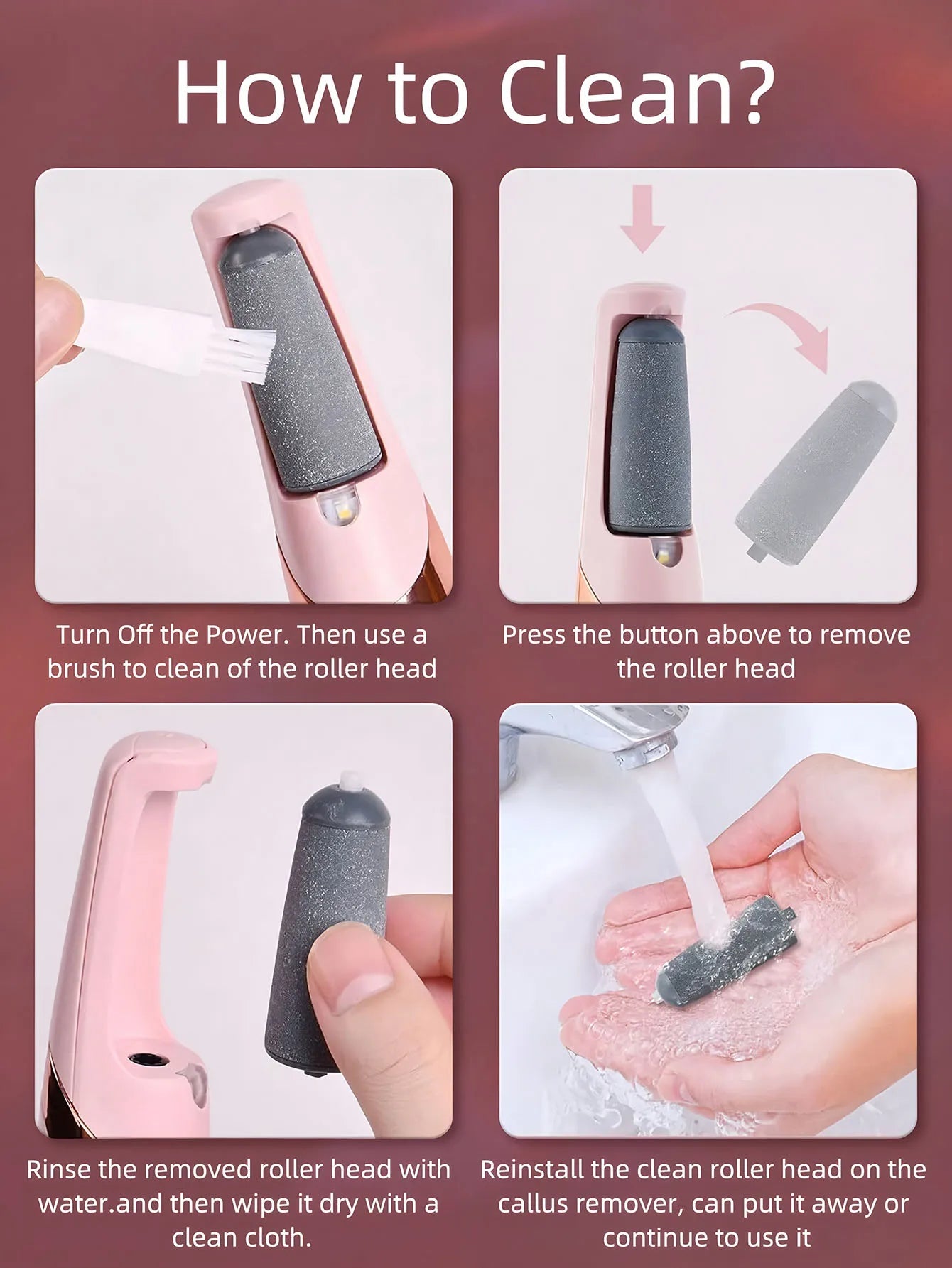 Cordless Rechargeable Electric Callus Remover, Foot File for Dry Coarse Skin Removal on Heels, for Women & Men