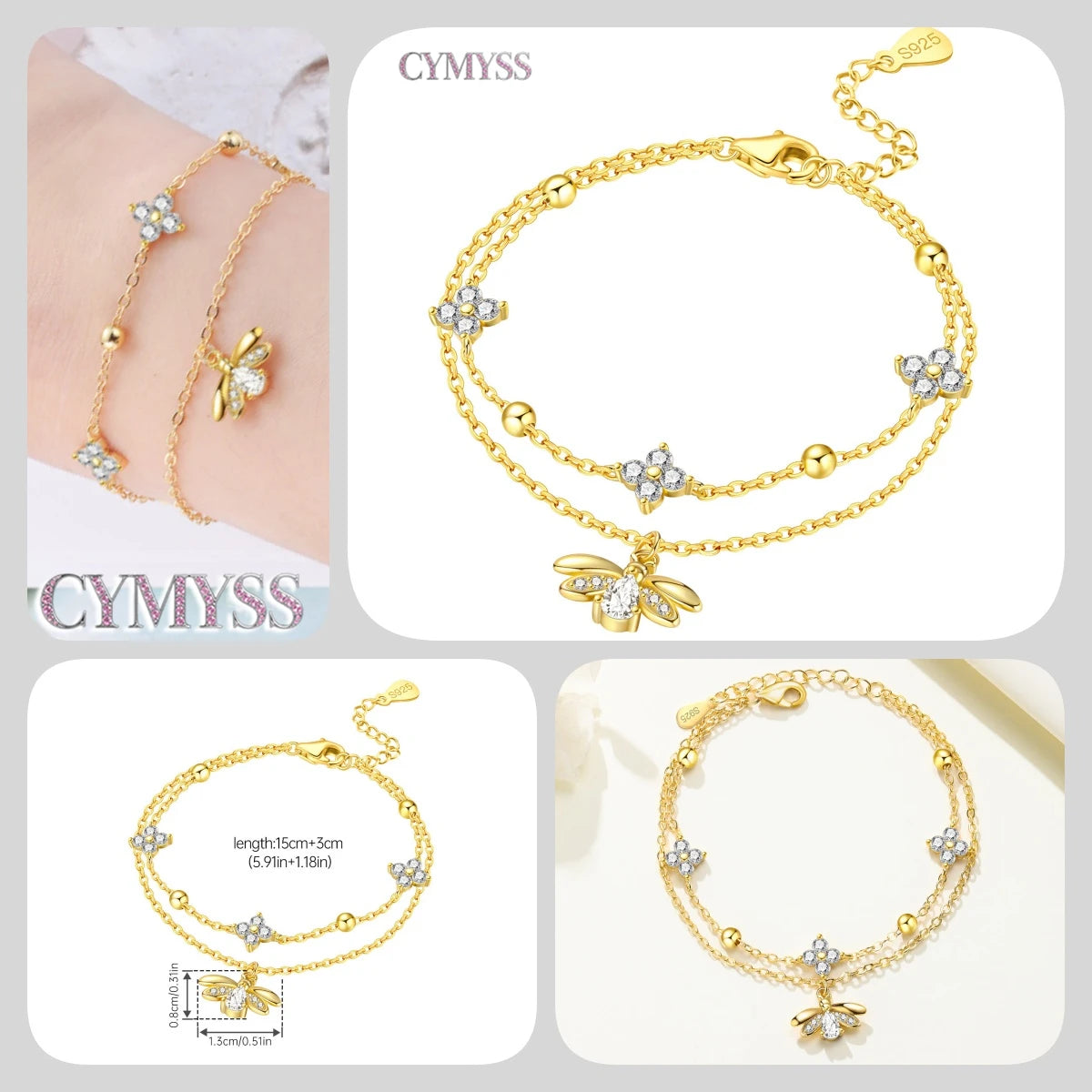 Original 925 Sterling Silver Zirconia Tennis Chain Bracelet for Women Adjustable Gold Color Hot Sale Ideal Birthday Party Gifts