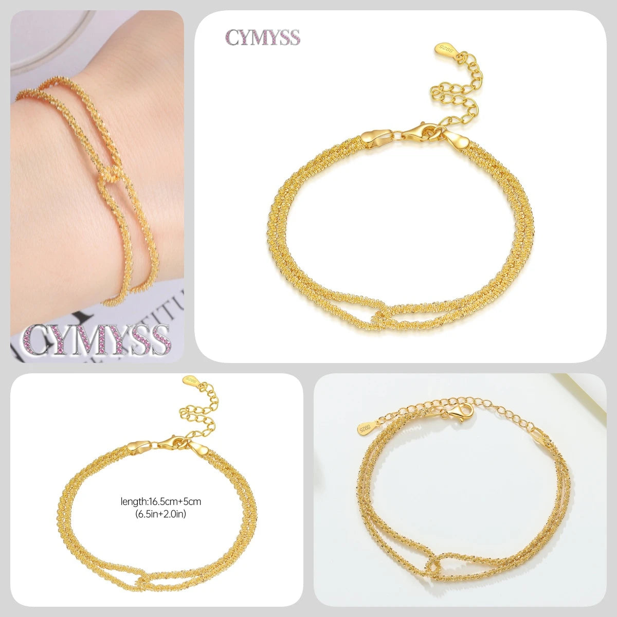 Original 925 Sterling Silver Zirconia Tennis Chain Bracelet for Women Adjustable Gold Color Hot Sale Ideal Birthday Party Gifts