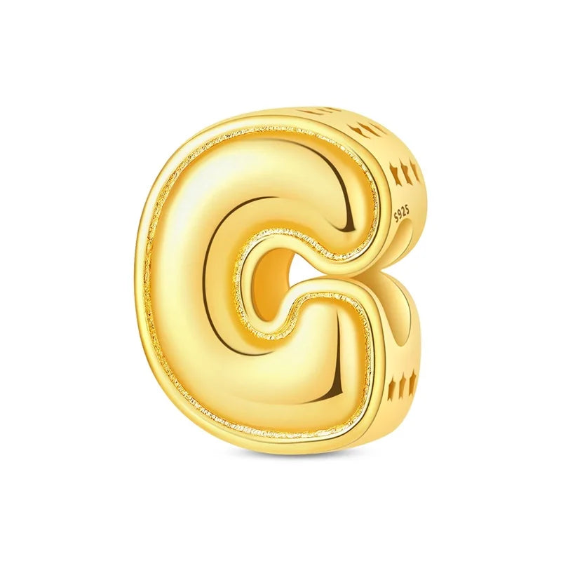 New Hot Sales 925 Sterling Silver 26 Golden Letters Charms Bead Fit Original Bracelet DIY Women Birthday Jewelry Gifts