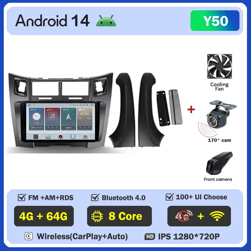 Car Radio Android 16 For Toyota Yaris 2 XP90 2005 - 2012 Auto Multimedia Stereo Dash Cam Screen GPS Head Unit Navigation DVD BT