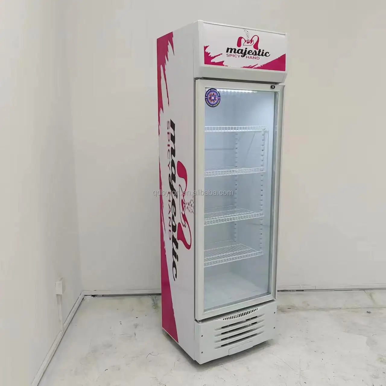 Commercial Single-Temperature Display Refrigerator, Glass Door Beverage Cooler for Drinks & Beverages with Adjustable Shelves
