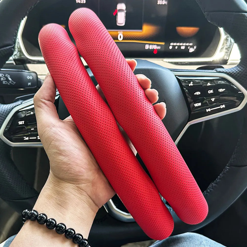 Universal D-shaped Round Car Steering Wheel Cover Ventilation hole Leather Absorb sweat Anti-slip Decoration Accessories 15inch