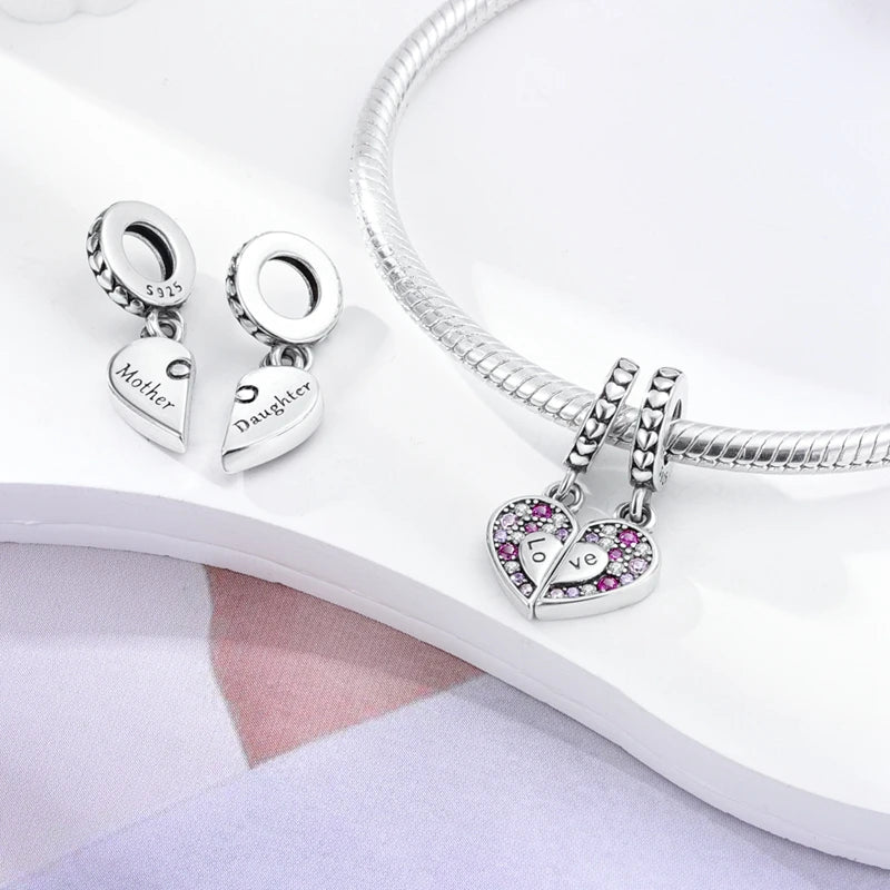 MULA Pink 925 Sterling Silver Charms Pendant Perfume Dreamcatcher Heart Love Beaded Fit Original Bracelet Women DIY Jewelry Gift