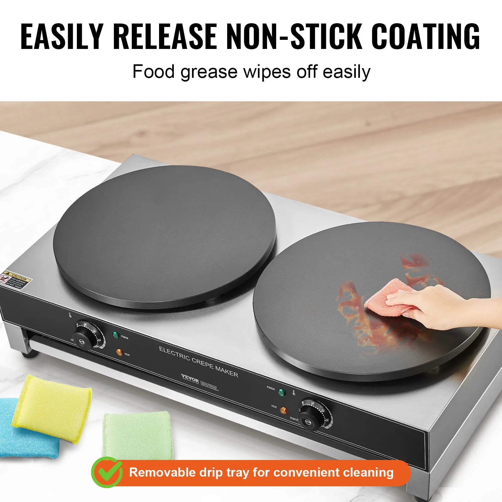 SucceBuy 16inch Electric Crepe Maker Double Head Commercial Crepe Machine 3400W Flat Plate Crepe Griddle Nonstick Pancake Stove
