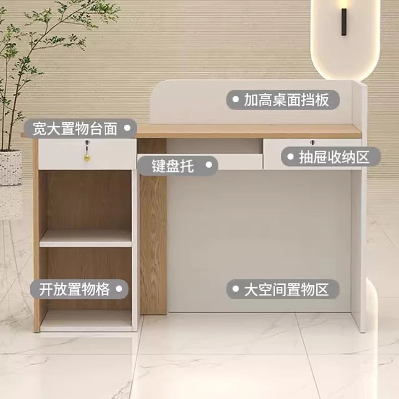 Customized Glamour Desk Table Trendy Aesthetic European Storage Reception Desk Elegant Classic Rezeptionstheke Office Furniture