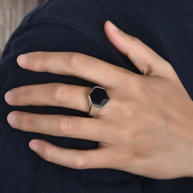 Jiayiqi Men'S Ring Punk Rock 316L Stainless Steel Signet Ring For Men Hip Hop Party Jewelry Male Wedding Gift Custom accept