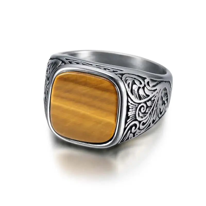 Jiayiqi Men'S Ring Punk Rock 316L Stainless Steel Signet Ring For Men Hip Hop Party Jewelry Male Wedding Gift Custom accept