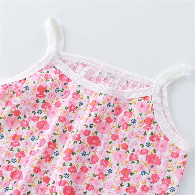 2026 New Kids Tops+shorts Set Summer Thin Baby Cotton Vest Sleeveless Loungewear Set for Girls Suit