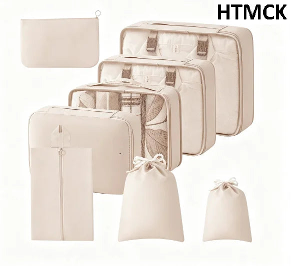 HTMCK Portable Travel Organizer Set - Packing Cubes for Clothes Shoes Wash Storage Pouches Simplify Your Trips