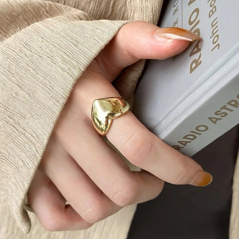 925 Sterling Silver Metal Flower Shell Geometric Rings For Women French Retro Romantic Open Thai