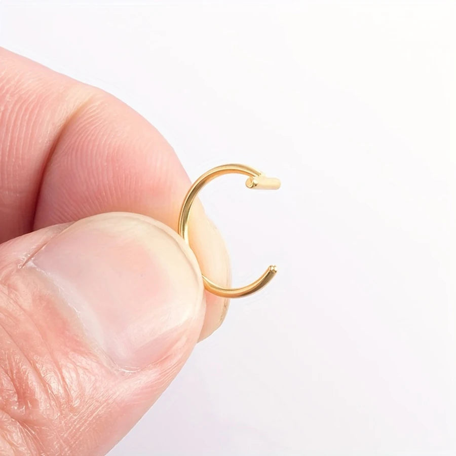 18G Clip-On Fake Lip Ring Stainless Steel Hypoallergenic Punk Non Piercing Lip Hoop 18K Gold Plated Cartilage Conch Cuff Earring