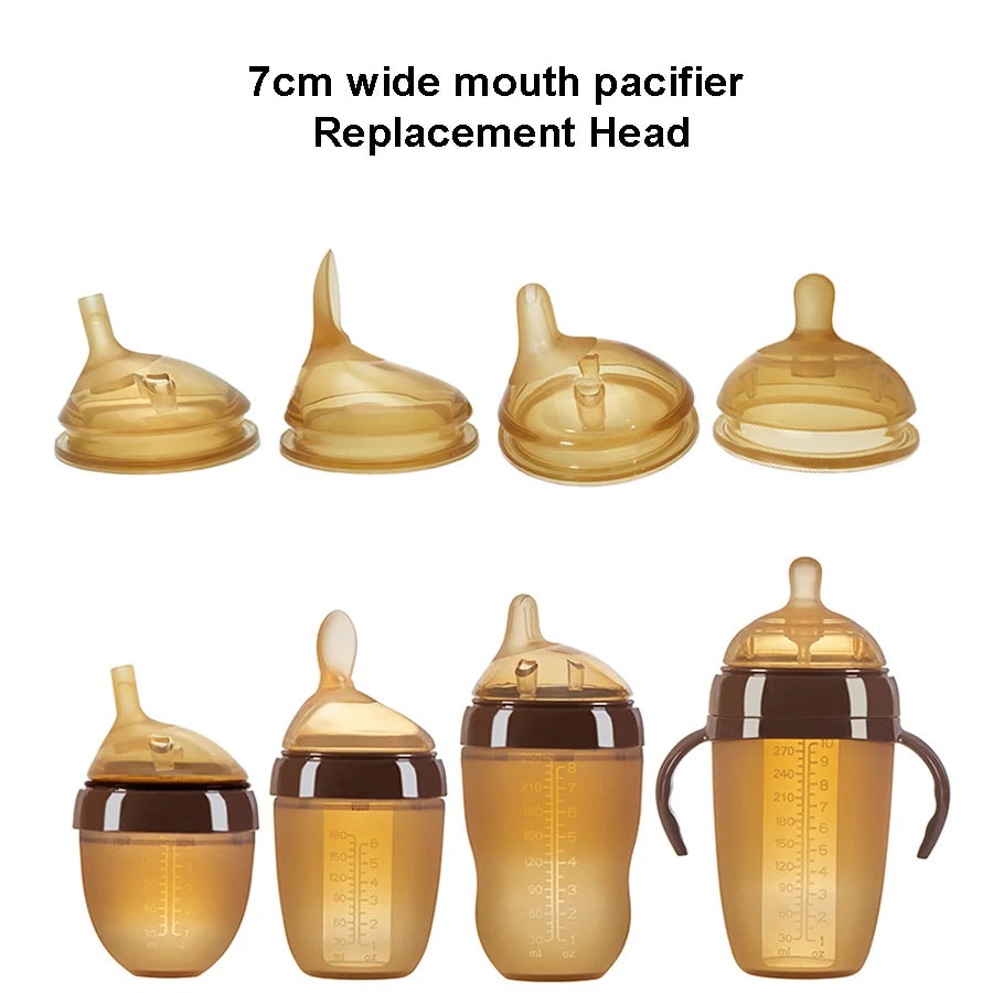 1 Pc 7cm Wide Big Mouth Nipple Pacifier 100% Bpa Free Spoon Straw Nipple Head Gravity Ball Replacement Head For Baby Milk Bottle