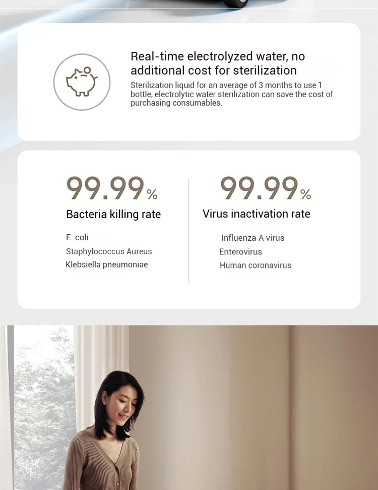 Xiaomi Mijia Cordless Wash Vacuum 2C, Electrolytic Water Sterilization, Anti-Tangle Brush for Pet Hair,Maternal-Infant Certified