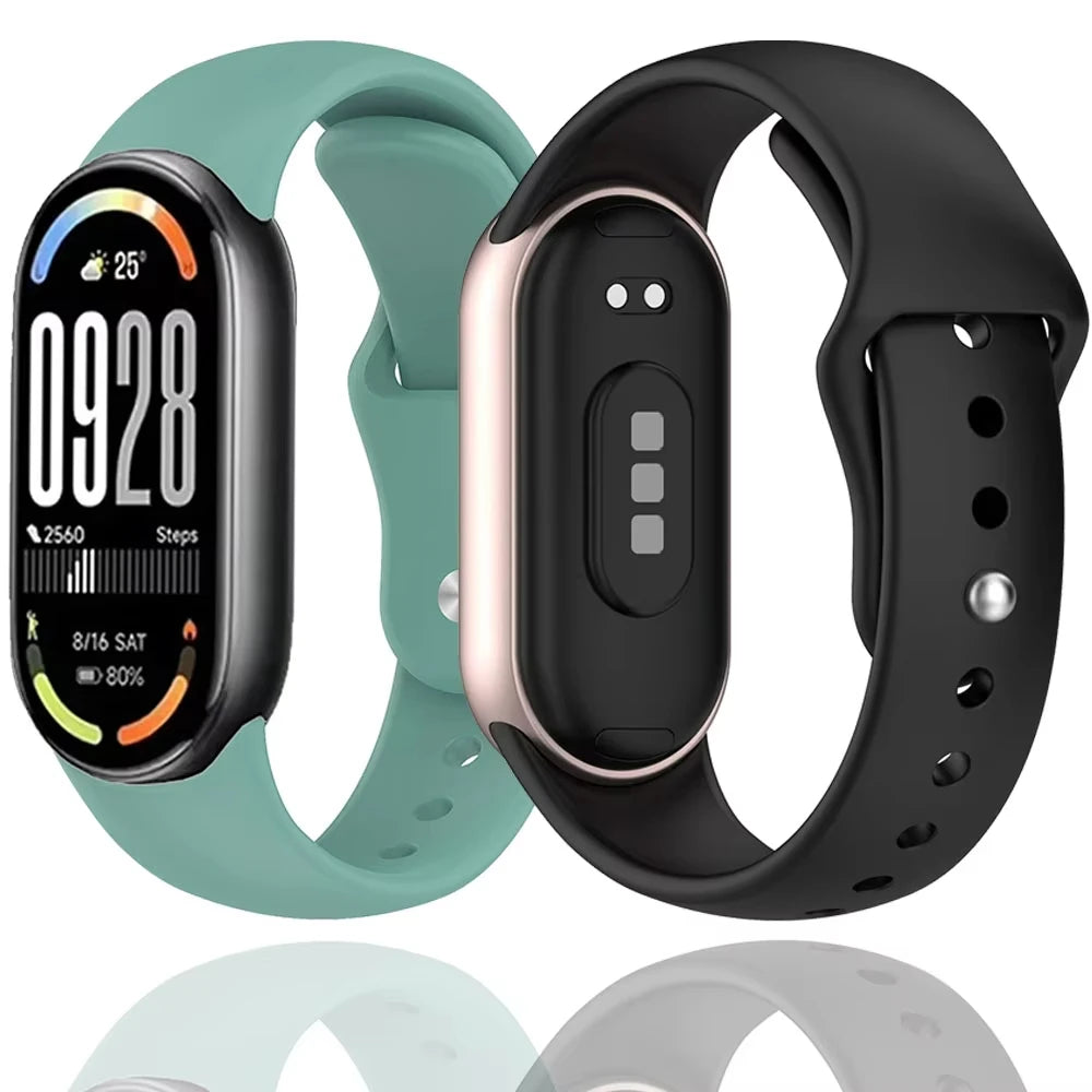 Silicone Watch Band for Xiaomi Mi Band 10 9 8 NFC Soft Waterproof Sport Straps Replacement Wristband for mi band 10 9 Smartwatch