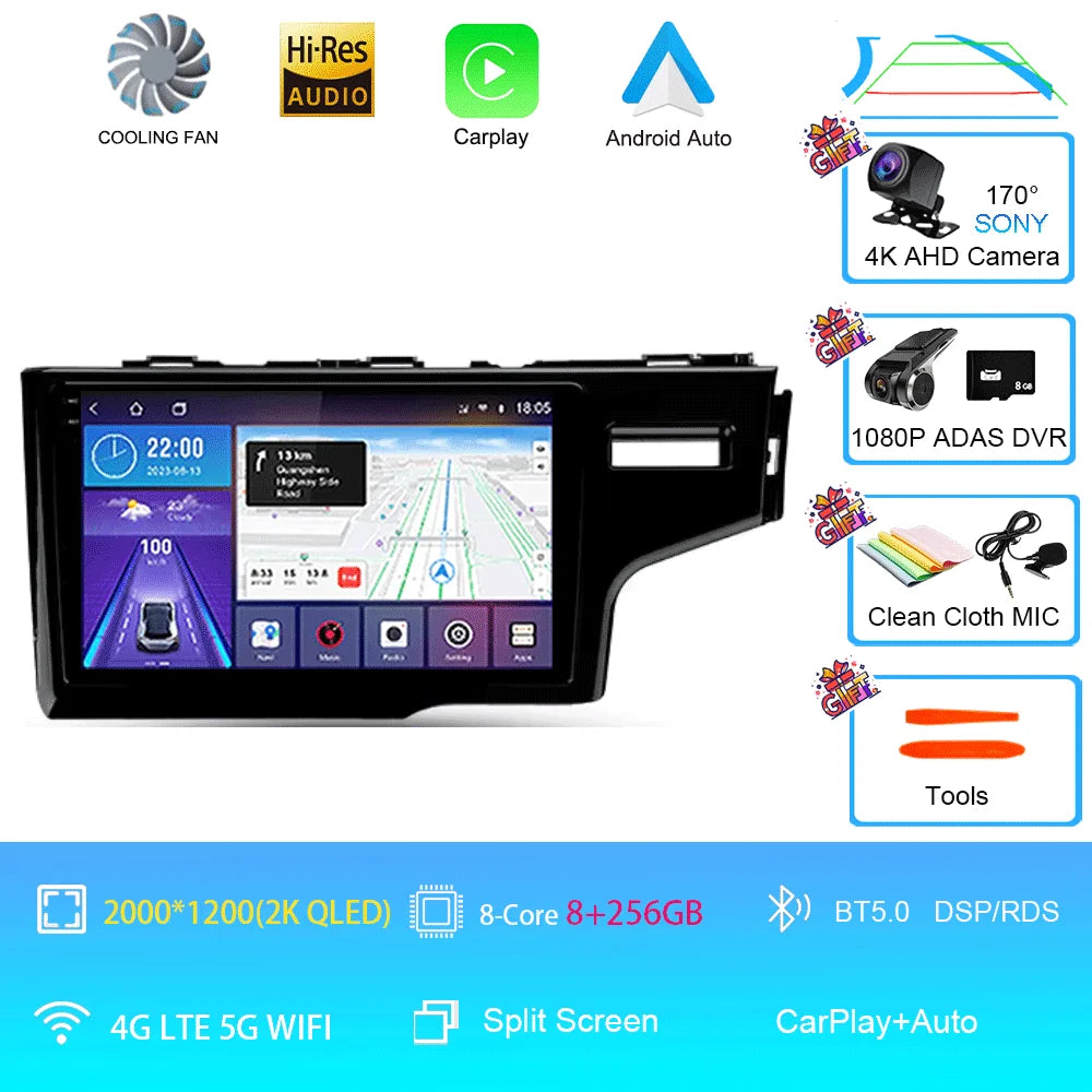 2K Screen Android 16 Carplay Multimedia Radio Player for HONDA FIT JAZZ 2014-2020 DSP 2din Autoradio Stereo Head Unit