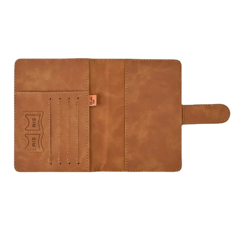 Leather Passport Holder Travel Wallet with ID Credit Card Slot PU Leather Passport Covers Case RFID Blocking Passport Protector