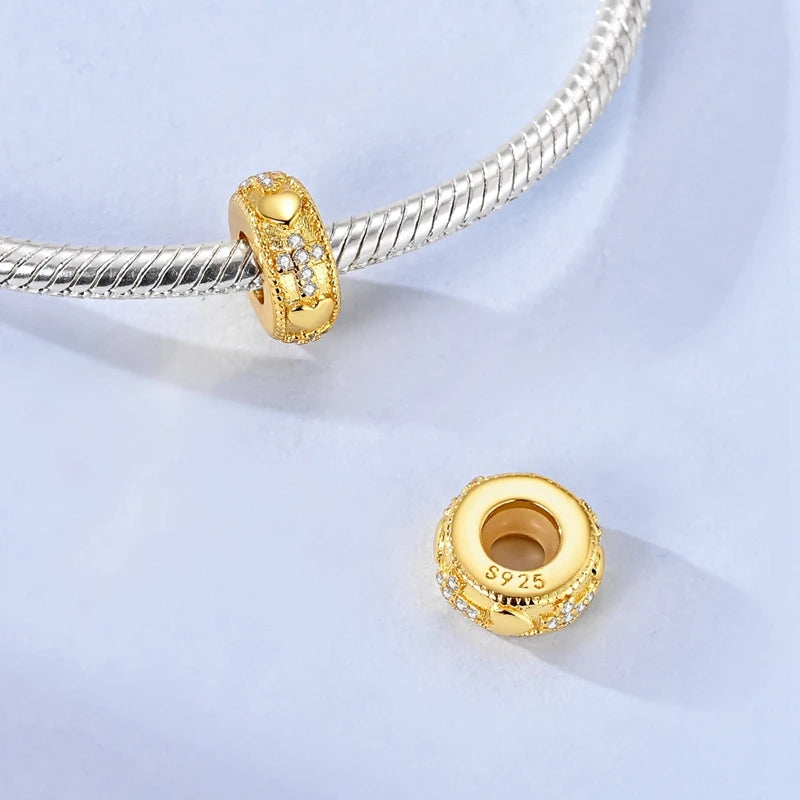 Hot Sales 925 Sterling Silver Golden Series Charms Beads Cross Devil's Eye Bow Charms Pendant Fit Original Bracelet DIY Jewelry