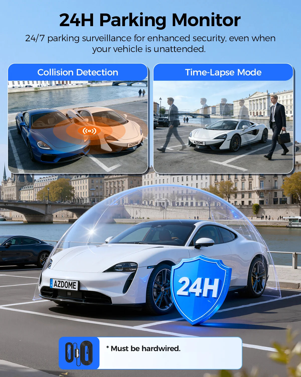 Upgrade AZDOME M550 Pro Dash Cam 4K Front Dashcam Auto 5.8Ghz Wi-Fi GPS G-sensor Car DVR 6 IR Night Vision Parking Monitor