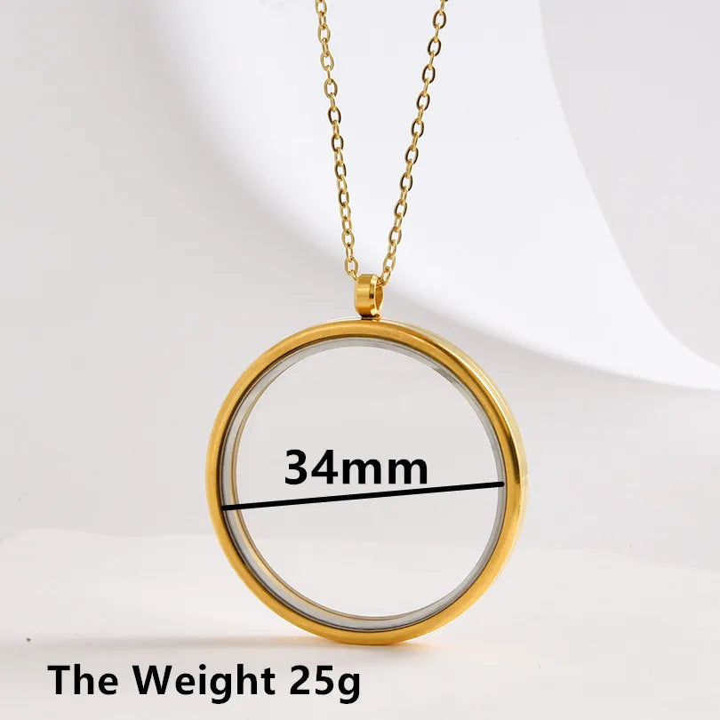 1Pc Inner Size 10-40mm Round Glass Memory Coin Holder Locket Pendant Necklaces Floating Living Relicario Collares Jewelry Bulk