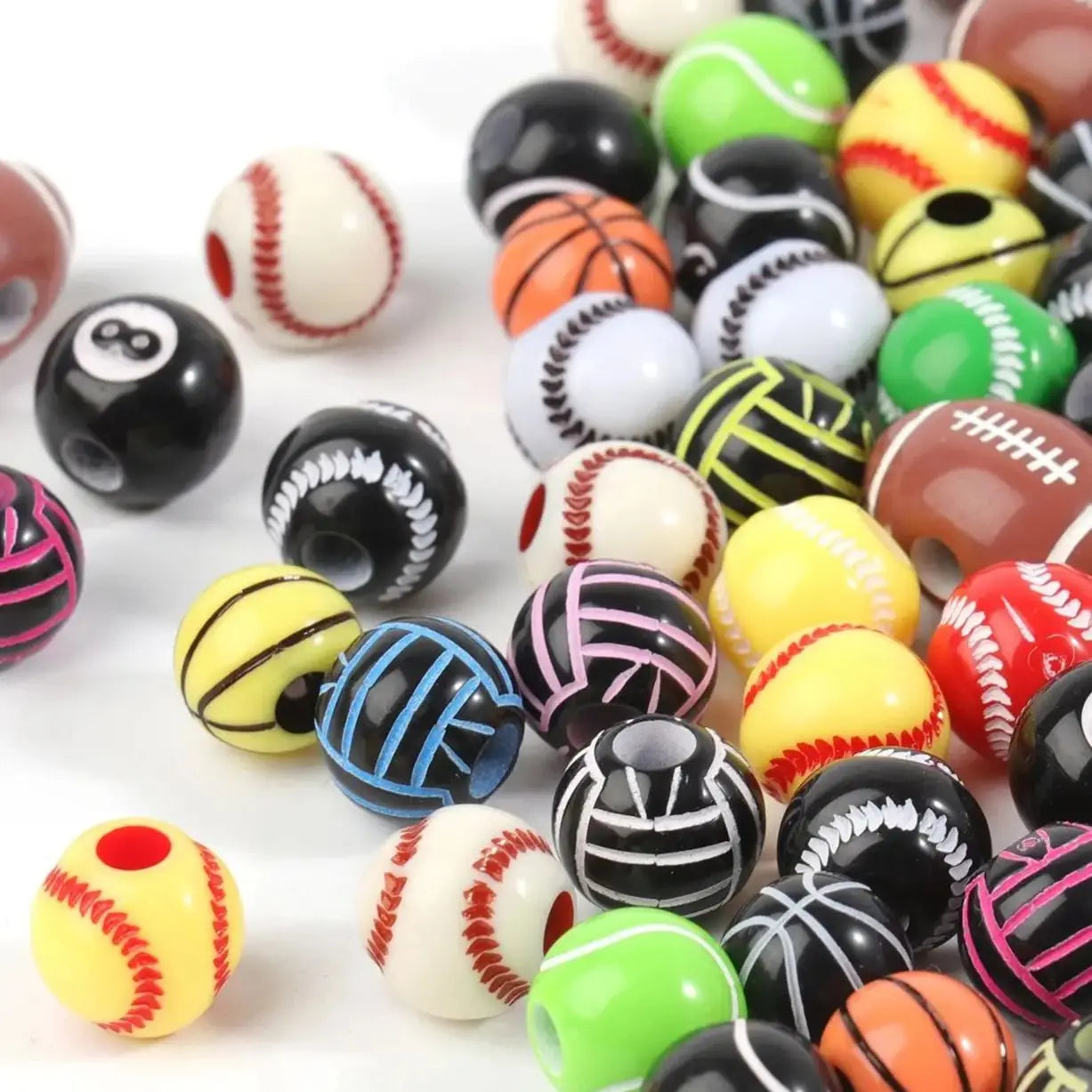 20/50Pcs Sport Basketball Baseball Tennis Beads Spacer Acrylic Beads For Making Bracelet Necklace DIY Craft Jewelry Supplies