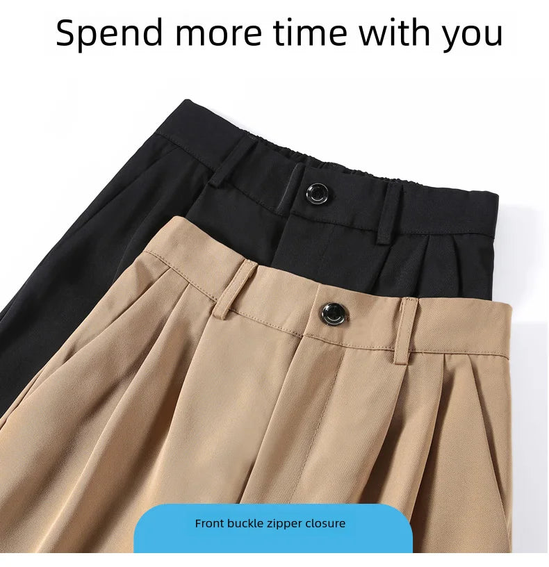 Women'S Loose Spring Summer 2025 New High Waist Wide Legs Slim Casual Trousers Korean Fashion Trend Female Suit Straight Pants