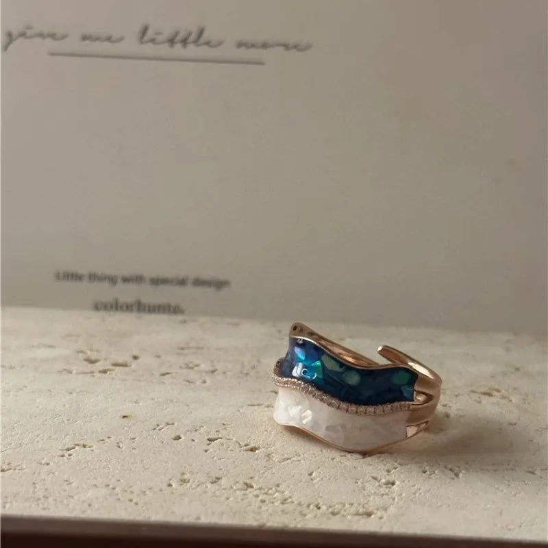 925 Sterling Silver Metal Flower Shell Geometric Rings For Women French Retro Romantic Open Thai