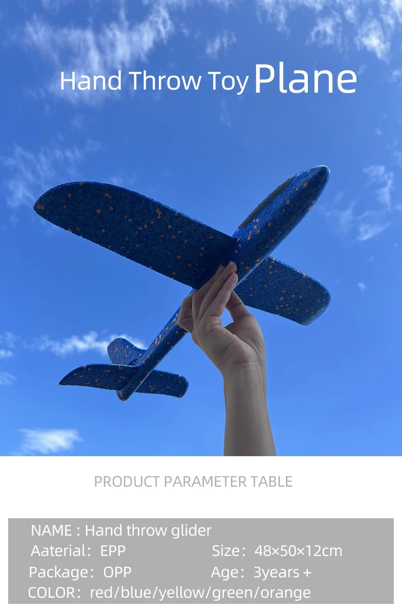 33/50CM Big Flash Glider Foam Plane Hand Throw Light Inertial AirPlane Outdoor Launch Fun of Kids Toys for Children Boys Gift