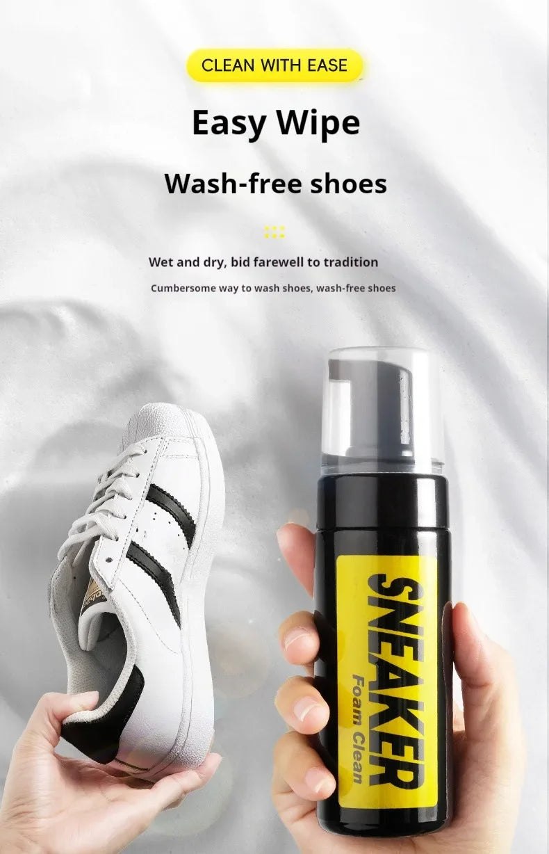 150ML Water-Free Foam Sneakers Cleaner Shoe Brush Shoe Suit Foam Dry Cleaning Shoes Cleaner Cloth Work on White Shoe Suede Boot