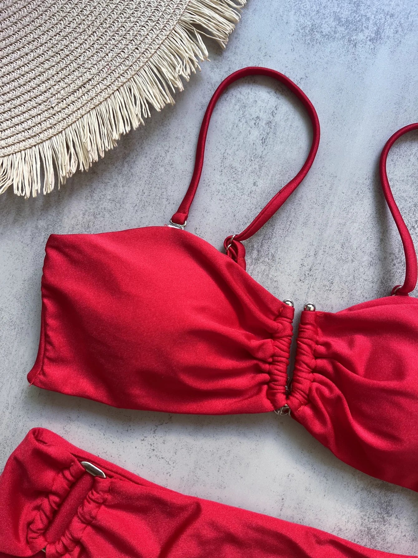Bandeau Bikini Push Up Women Swimsuits 2026 Sexy Female Swimwear Brazilian Bikini Set Thong Biquini Swim Suits Solid Beachwear